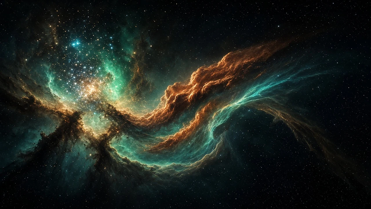 Sweeping Helical Interstellar Dust Stream in Emerald and Burnished Copper