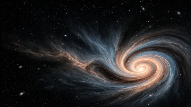 Laminar Accretion Stream with Apricot and Cerulean Dust Ribbons