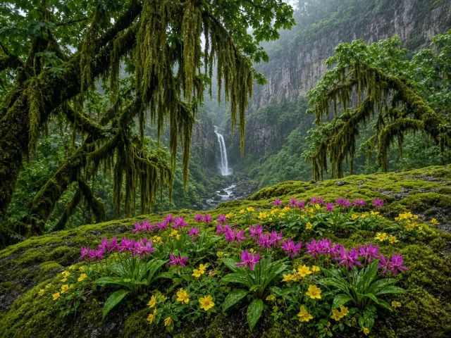 Columbia River Gorge Mossy Maple Glade with Poet's Shooting Stars