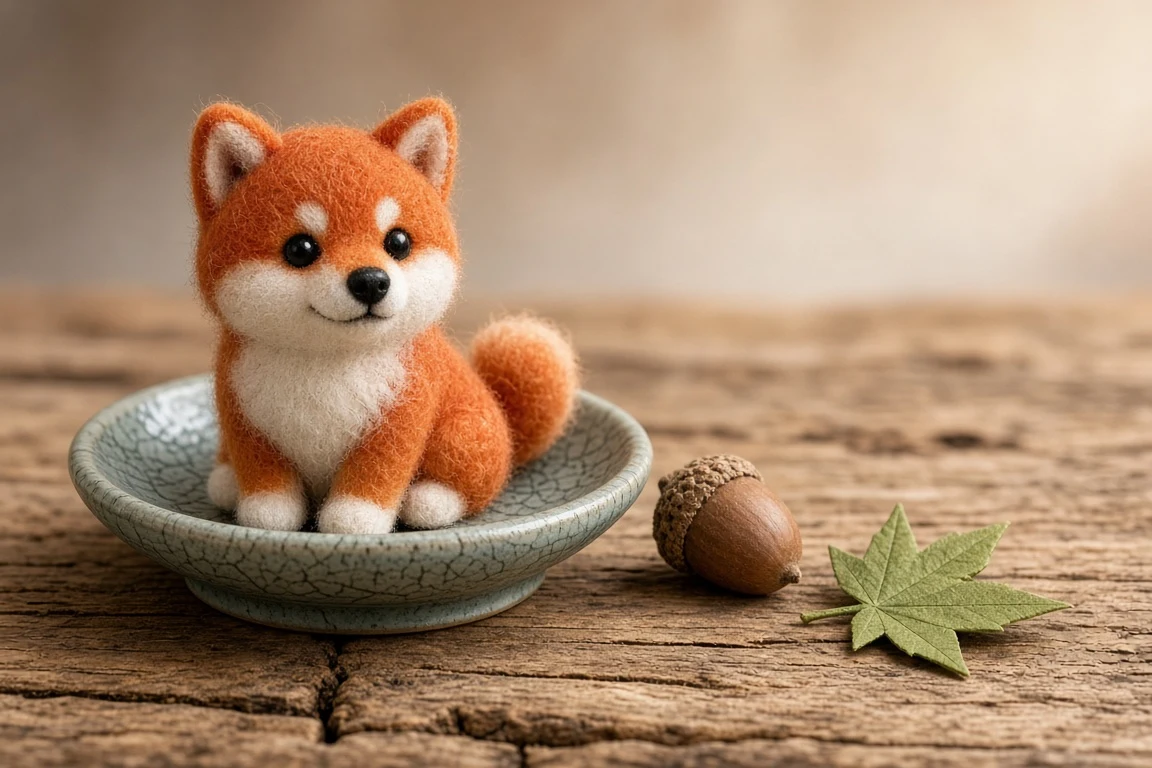 Needle-Felted Wool Miniature Shiba Companion