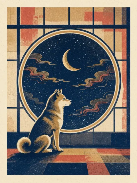 Risograph Night Sky Shoji Moon Watcher