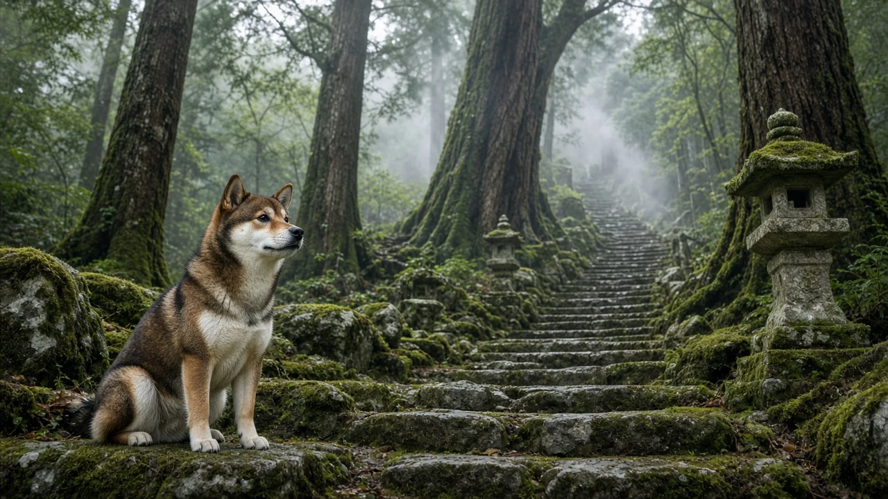 Stone Shrine Steps Cedar Canopy Mobile Wallpaper