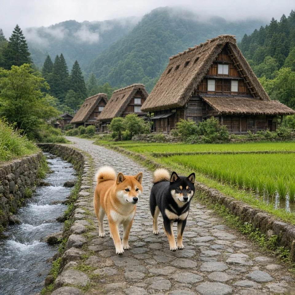 Shirakawa-go Thatched Village Canine Companions