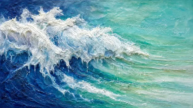 Carved Encaustic Wax Tides with Luminous Molten Undercurrents