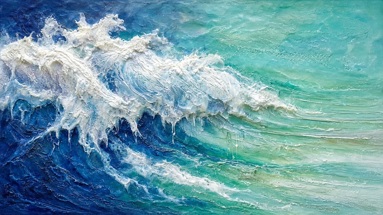 Carved Encaustic Wax Tides with Luminous Molten Undercurrents