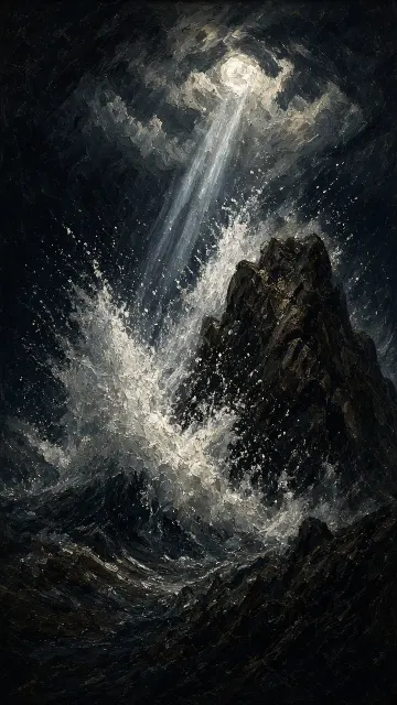 Expressionist Vertical Wave Impact with Dramatic Chiaroscuro