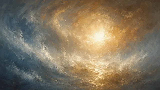 Turner-Inspired Atmospheric Ocean Vortex with Swirling Glazes
