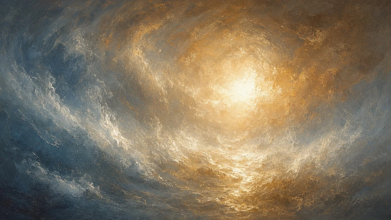 Turner-Inspired Atmospheric Ocean Vortex with Swirling Glazes