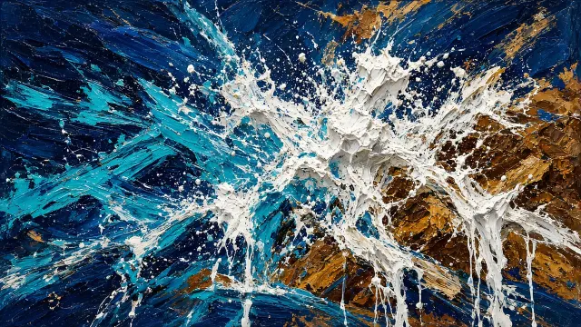 Gestural Action Painting of Explosive Tidal Impact