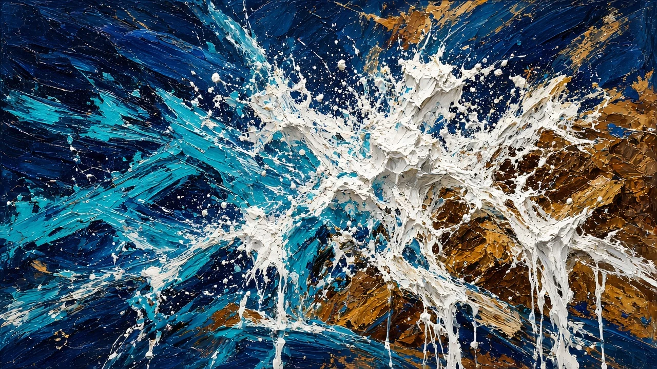 Gestural Action Painting of Explosive Tidal Impact