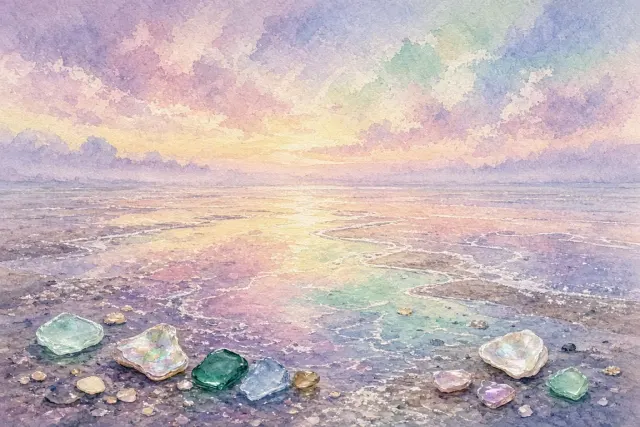 Tide Pool Reflections in Wet-on-Wet Watercolor and Pastel Ink