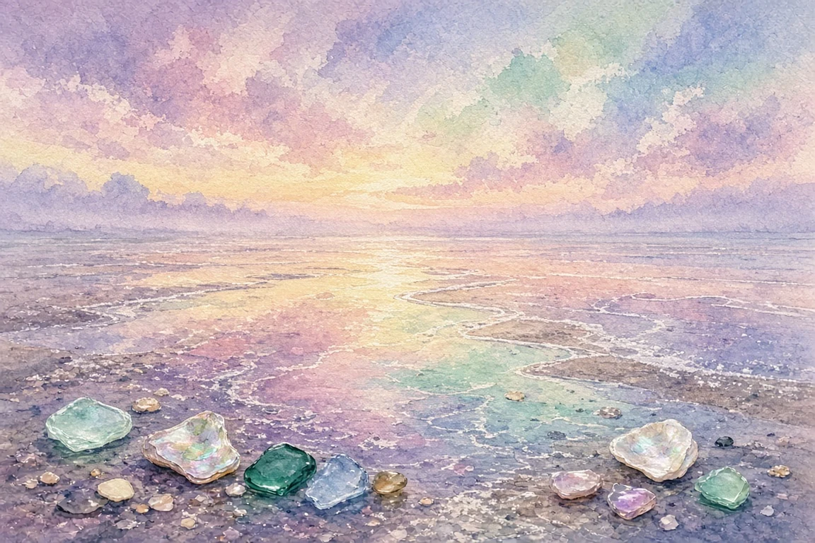 Tide Pool Reflections in Wet-on-Wet Watercolor and Pastel Ink