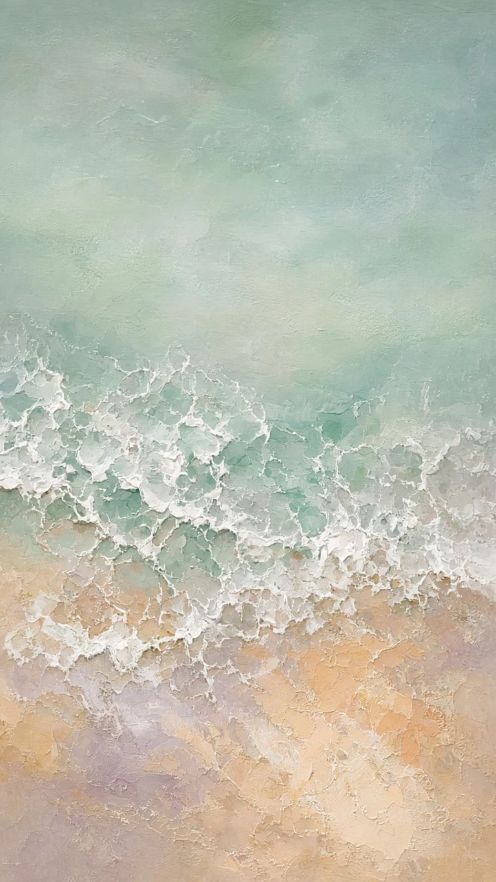 Vertical Surge of Frothy Surf in Soft Oil and Beeswax