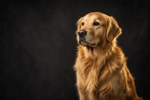 Sculptural Studio Profile of an Adult Golden Retriever with Honey Highlights
