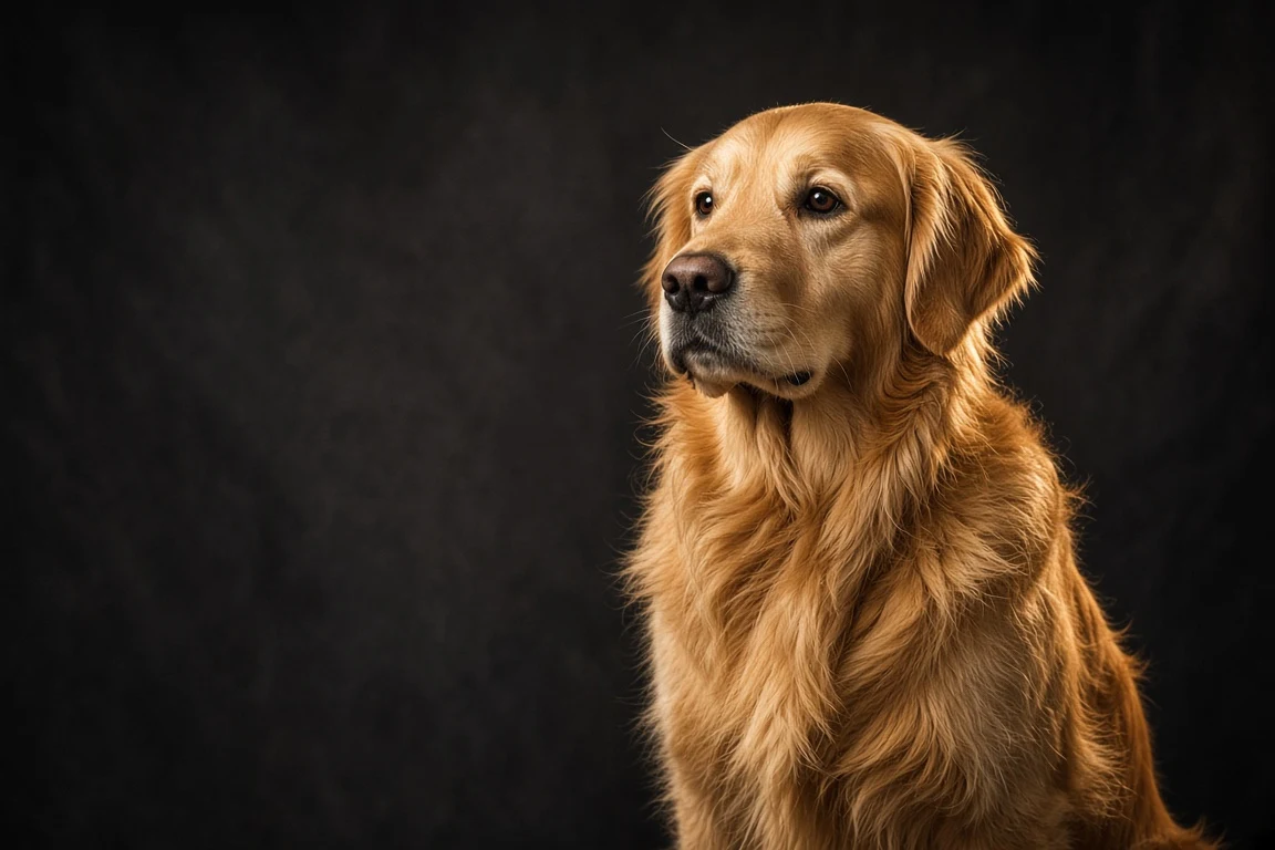 Sculptural Studio Profile of an Adult Golden Retriever with Honey Highlights