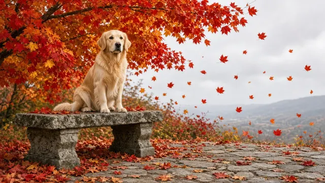 Autumn Splendor Editorial Portrait among Swirling Maple Foliage
