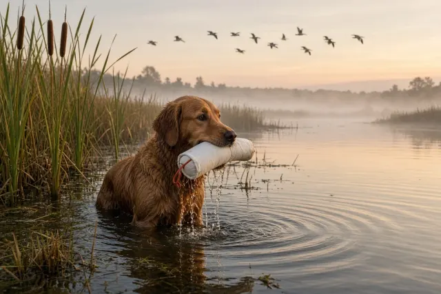 Marshland Gundog Trial at Dawn with Canvas Hunting Dummy