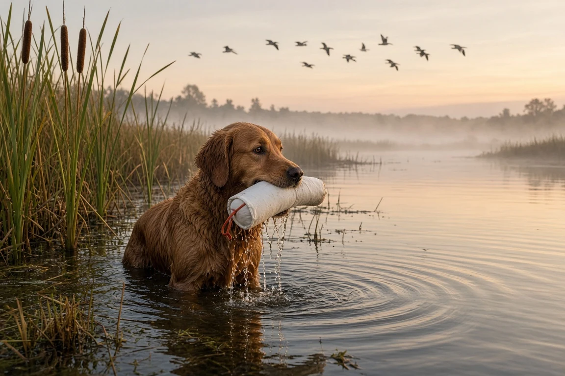 Marshland Gundog Trial at Dawn with Canvas Hunting Dummy