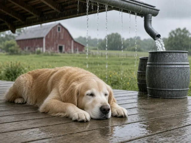 Damp Cedar Porch Slumber on a Rainy Farmstead Afternoon