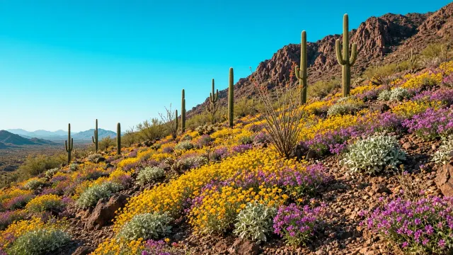 Sonoran Desert Bajada Slope Covered in Mexican Gold Poppies