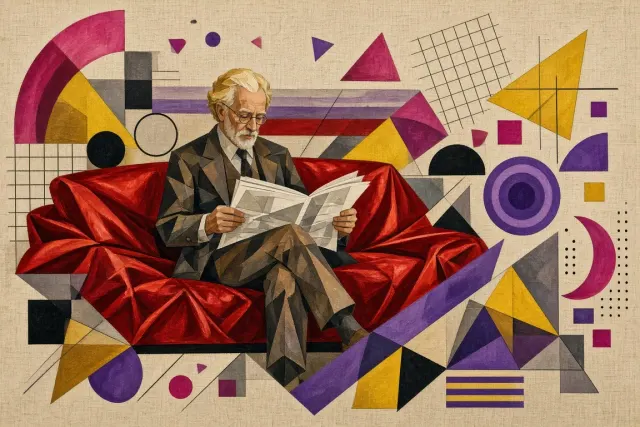 Polyphonic Color Harmony of Grandfather with Newsprint