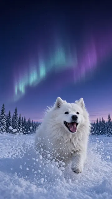 Dynamic Arctic Snow Sprint Beneath Soft Auroral Twilight