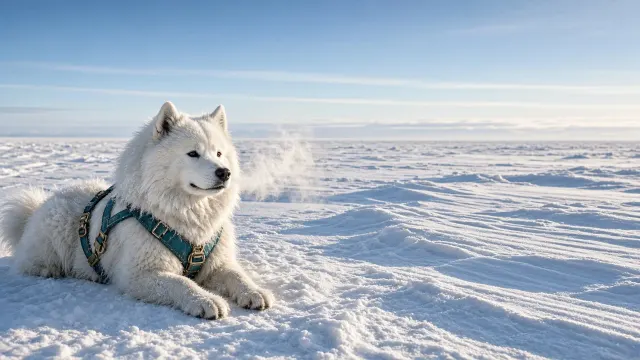 Arctic Expedition Trail Rest under Vast Glacial Sky