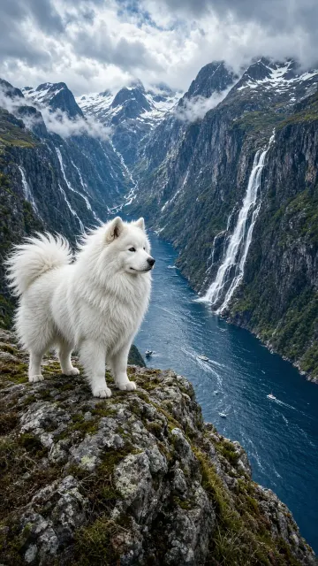 Norwegian Fjord Cliff Lookout in Ocean Sea Breeze