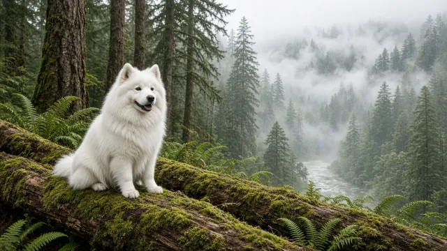 Misty Conifer Forest Solitude with Open Mountain Sky
