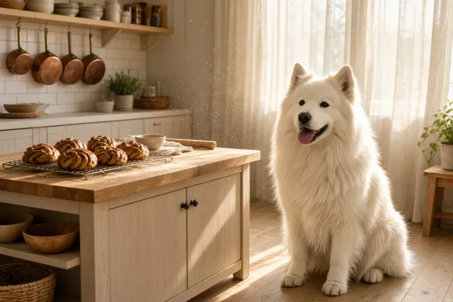 Sunlit Scandinavian Kitchen Morning Baking Scene