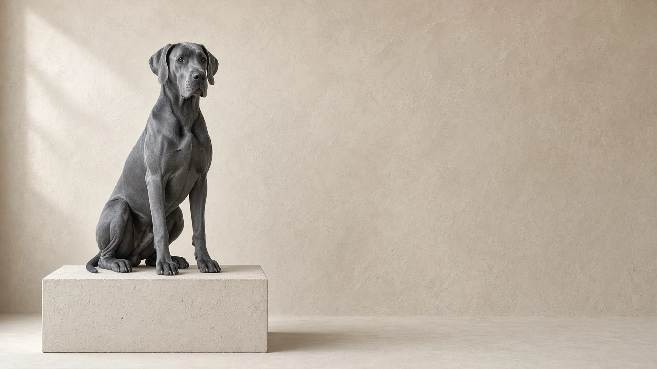Minimalist Portrait of Slate Blue Great Dane with Airy Negative Space