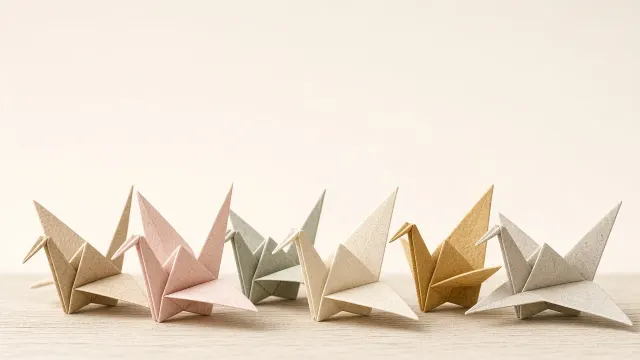 Floating Paper Origami Cranes in High-Key Sunlight