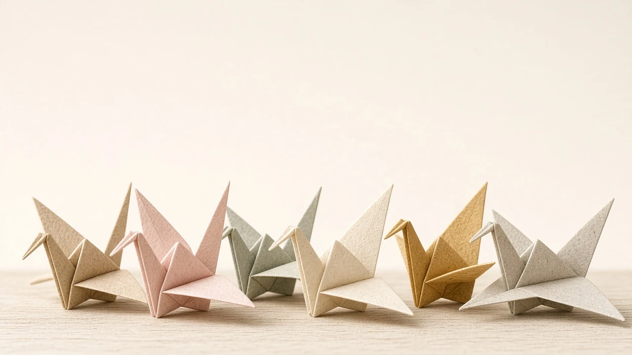 Floating Paper Origami Cranes in High-Key Sunlight