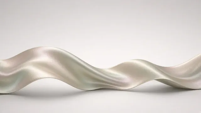 Abstract Iridescent Silk Ribbon Floating in Still Space
