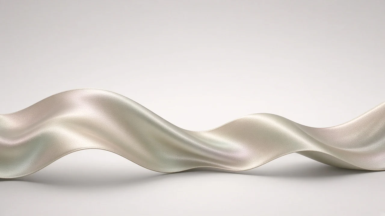 Abstract Iridescent Silk Ribbon Floating in Still Space