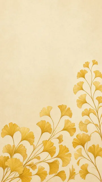 Contemporary Gouache Ginkgo Silhouette Pattern on Warm Parchment