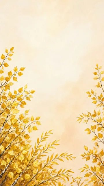 Arching Golden Tree Canopy Framing Airy Autumn Sky Hand-Painted Tempera