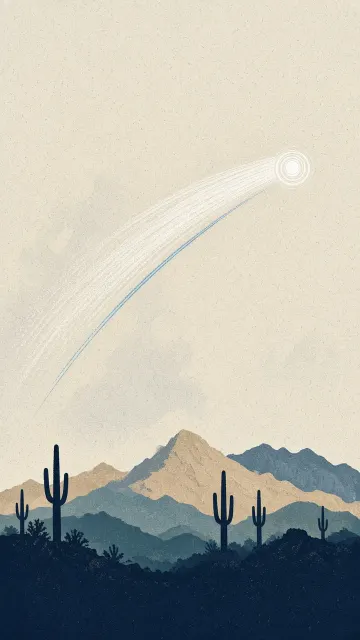 Minimalist Silkscreen Desert Saguaro Under Midnight Visitor