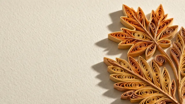 Sculptural Paper Quilling of Maple Foliage with Warm Side Raking Light