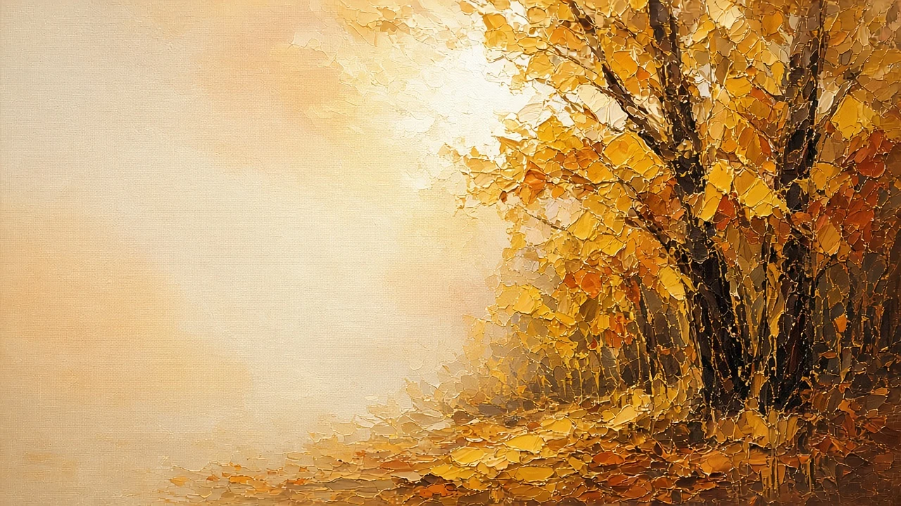 Textured Acrylic Palette-Knife Painting of Luminous Autumn Clearing