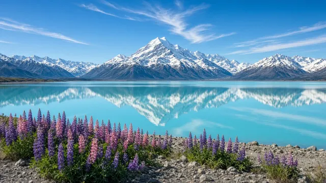 Mount Cook and Lake Pukaki Glacial Turquoise Double Panorama