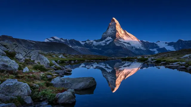 The Matterhorn Inverted in the Glassy Waters of Riffelsee
