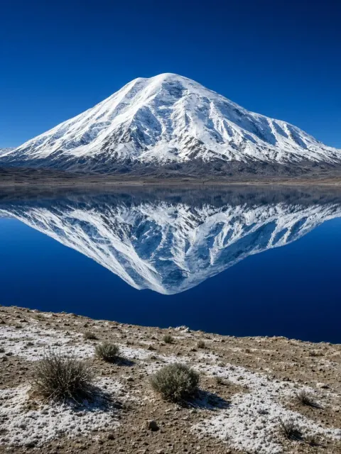 High Pamir Karakul Lake and Muztagh Ata Reflection