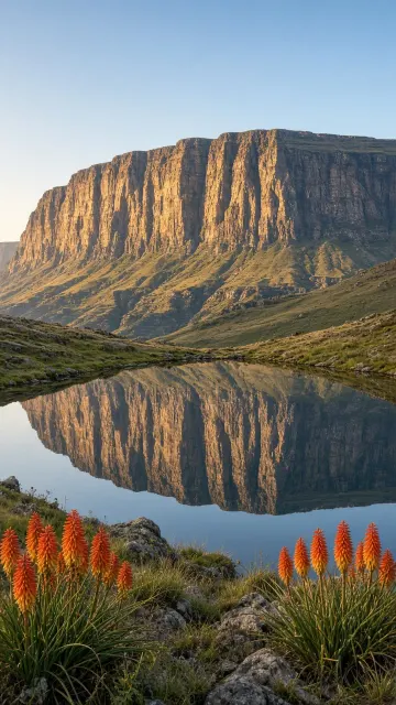Drakensberg Amphitheatre Echo in Tugela River High Tarn