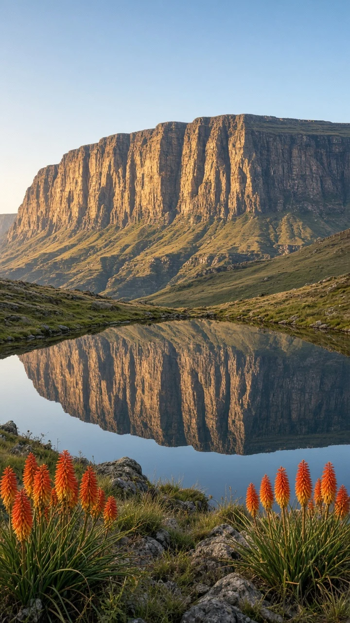 Drakensberg Amphitheatre Echo in Tugela River High Tarn