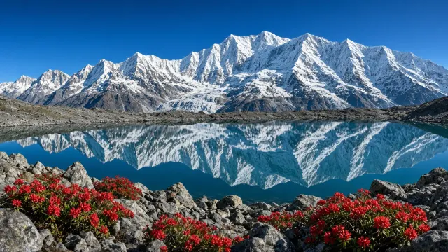 Himalayan Sanctuary Tarn and Annapurna South Reflected