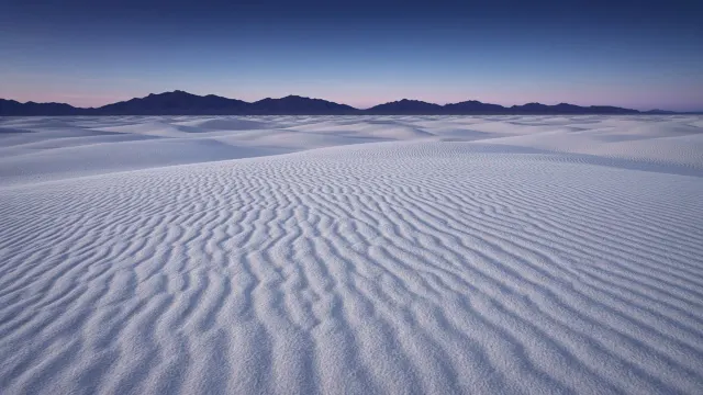 White Sands Gypsum Ripple Field Under Indigo Twilight