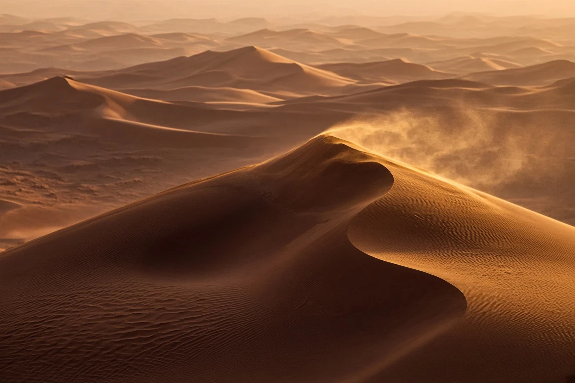 Empty Quarter Crescent Barchan Geometry in Amber Dawn