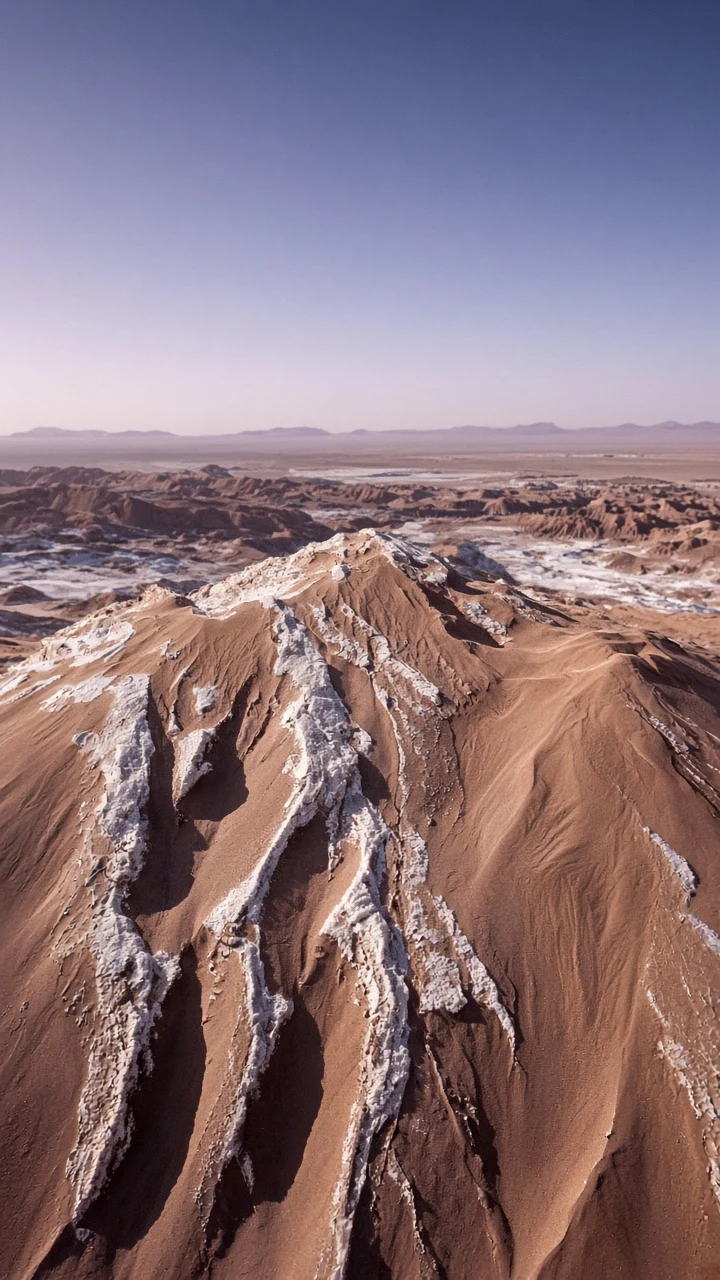 Atacama Salt-Encrusted Dune Formations in Vertical Relief