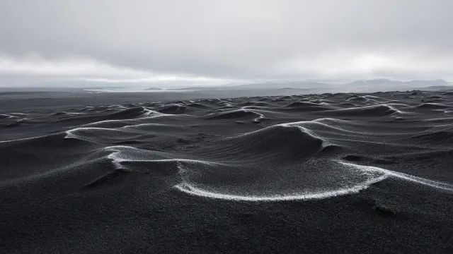 Volcanic Basalt Sand Drifts on Icelandic Outwash Plain